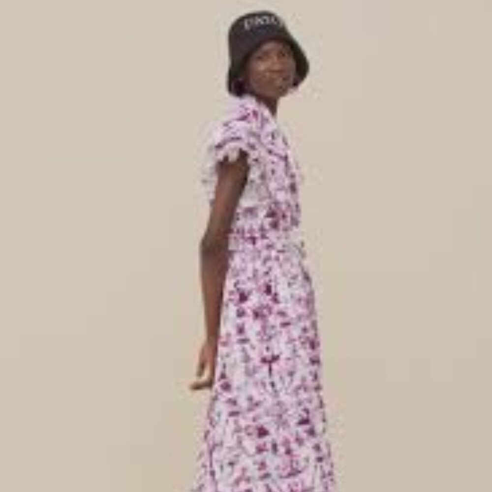 PATOU Voluminous maxi dress in Stories & Tales Print dainty Ruffle sleeve 38 / 6 - Picture 4 of 15